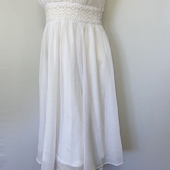 Boston Proper Dress White Crepe Baby Doll Eyelet New With Tags Sz 2 - Picture 4 of 8